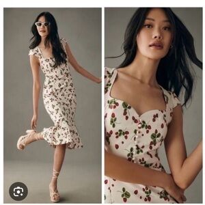 🍓🍰✨Sold Out Print!✨🍰🍓Anthropologie Cecily Fit and Flare strawberry print dress